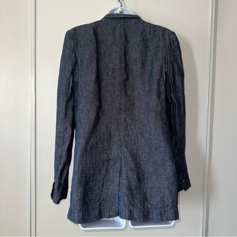 Banana Republic Women’s Navy Natural Linen Single Button Sleeved Blazer- Size 4 - Picture 2 of 13